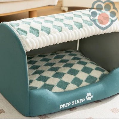 Niche-pour-chien-confort-bleu
